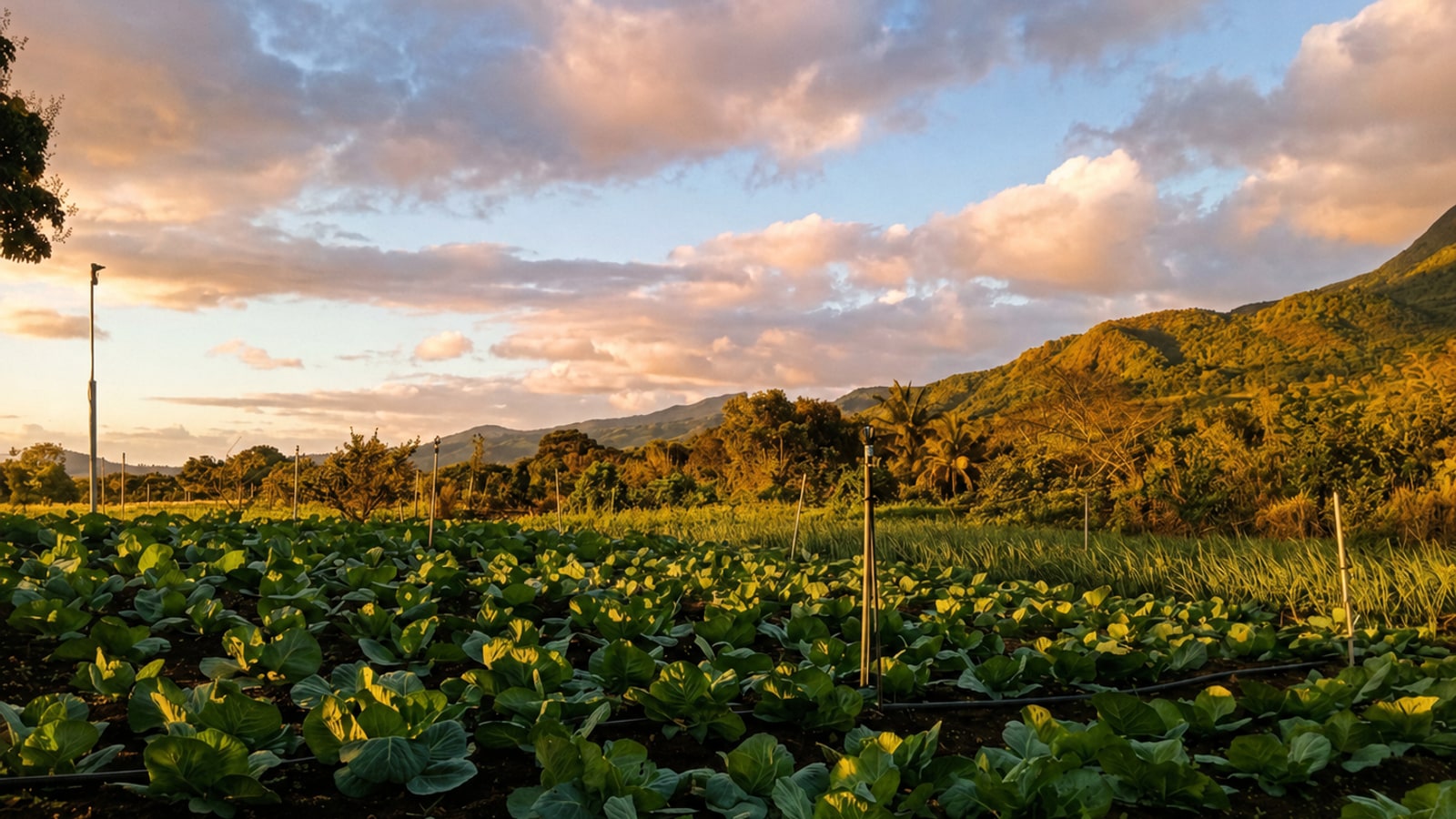 DSP FreshDrop cabbage fields glowing in the evening light